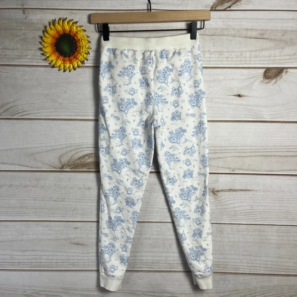 Disney‎ x Janie and Jack Alice in Wonderland Blue White Jogger Pants Girls 10